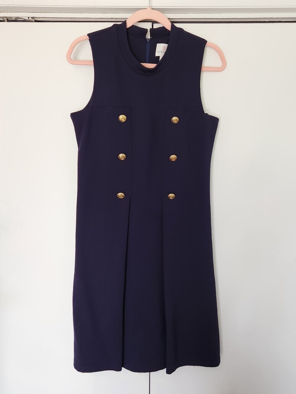 JB by Julie Brown Navy Sleeveless Midi Dress with Gold Buttons Size Medium